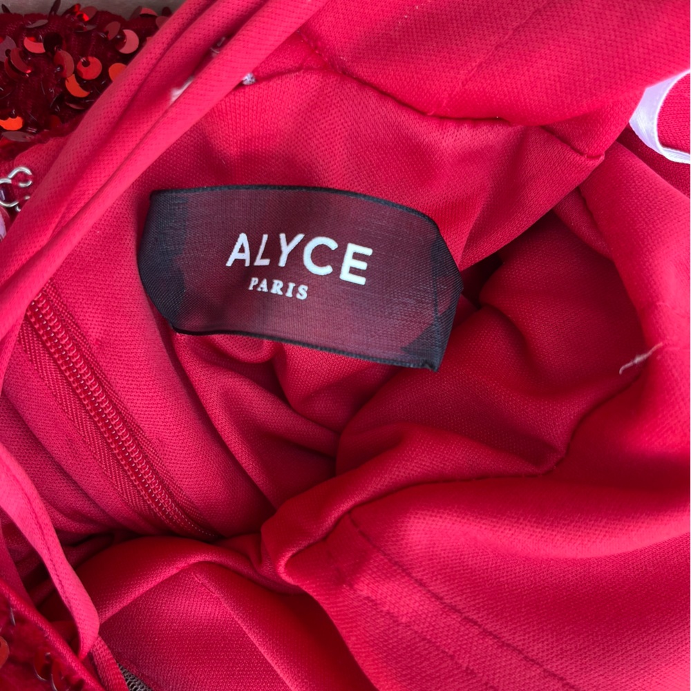 Alyce Paris Off-Shoulder Red Sequin Prom Gown - Picture 8 of 9